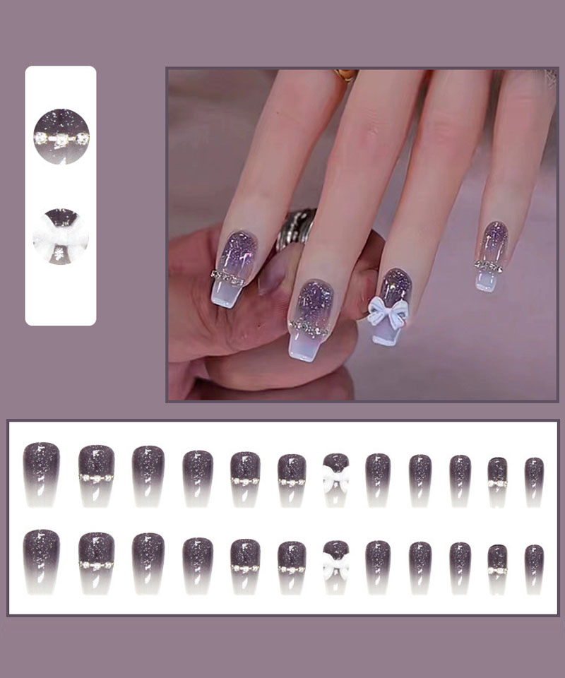 ネイル ネイルチップオーダー ワンホンネイル Vカット リボン ハート