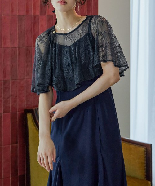 niana ニアナ 結婚式 ワンピース パーティードレス レース ケープ フレア ショート丈 キャミワンピ マーメイドスカート セット ドレス ボレロ ブラウス ニアナ ポリエステル100% 37cm