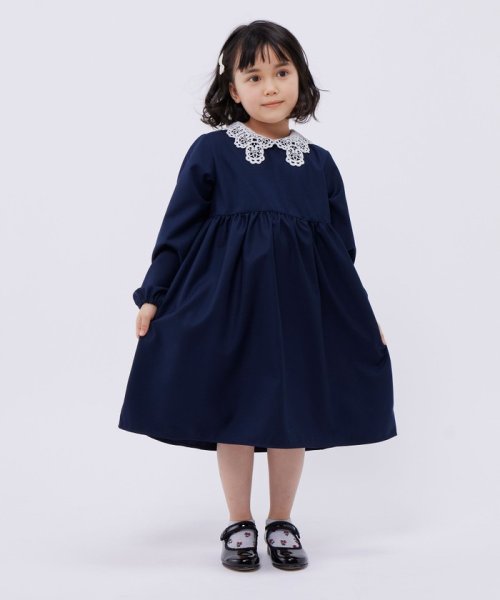 SHIPS Colors  KIDS(シップスカラーズ　キッズ)/SHIPS Colors:T/R レース カラー ワンピース (80～130cm)/ネイビー