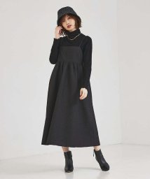 abahouse mavie(ａｂａｈｏｕｓｅ　ｍａｖｉｅ)/【大人のいちまんワンピ】エンボス加工キャミワンピース/ブラック