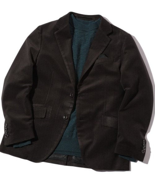 トリコットコーデュロイ千鳥格子プリントテーラードジャケット＜セットアップ対応＞ 