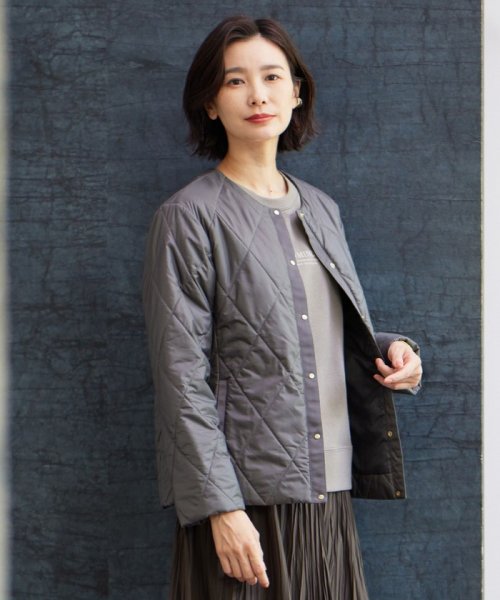 J.PRESS LADIES(J．プレス　レディス)/【洗える】高密度タフタ キルティング ショート コート/グレー系