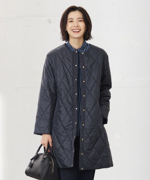 J.PRESS LADIES(J．プレス　レディス)/【洗える】高密度タフタ キルティング ロング コート/ネイビー系