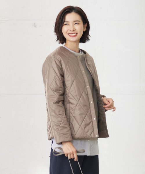 J.PRESS LADIES（LARGE SIZE）(J．プレス　レディス（大きいサイズ）)/【洗える】高密度タフタ キルティング ショート コート/ブラウン系