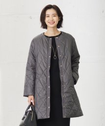 J.PRESS LADIES（LARGE SIZE）(J．プレス　レディス（大きいサイズ）)/【洗える】高密度タフタ キルティング ロング コート/グレー系