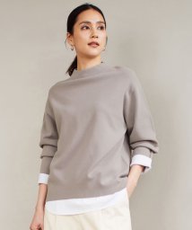 JIYU-KU（SMALL SIZE）(自由区（小さいサイズ）)/【WEB限定カラーあり】【セットアップ対応・洗える】レーヨンストレッチモックネック ニット/Lモーブ×オフ