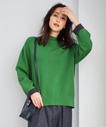 JIYU-KU（SMALL SIZE）(自由区（小さいサイズ）)/【WEB限定カラーあり】【セットアップ対応・洗える】レーヨンストレッチモックネック ニット/アーバングリーン×ココア