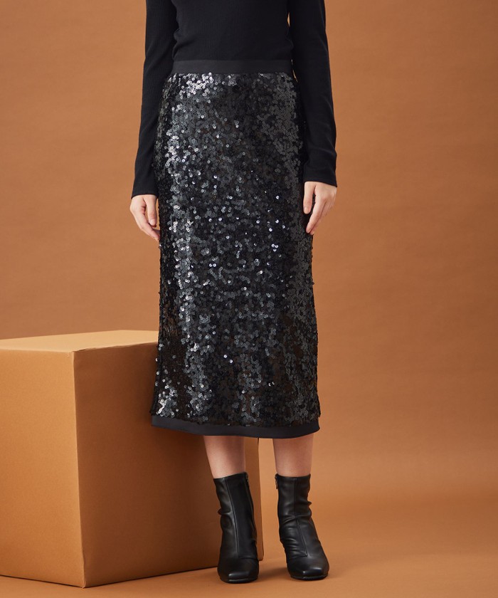 BEIGE 【Precious 2月号掲載】LA VERRERIE / スパンコールスカート BLACK 2 BEIGE 【Precious 2月号掲載】LA VERRERIE / スパンコールスカート BLACK 2