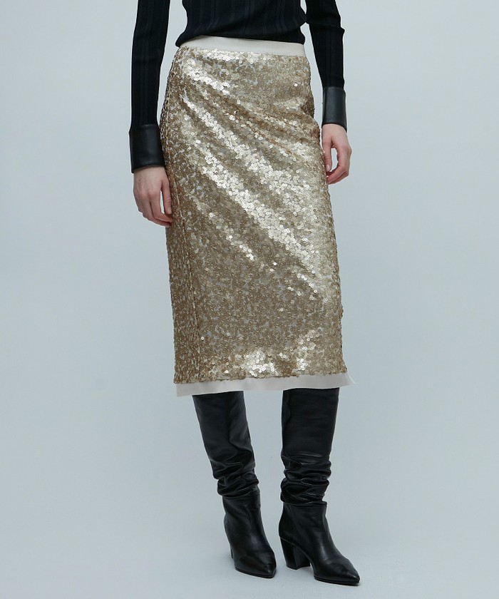 BEIGE 【Precious 2月号掲載】LA VERRERIE / スパンコールスカート CHAMPAGNEGOLD 4 BEIGE 【Precious 2月号掲載】LA VERRERIE / スパンコールスカート CHAMPAGNEGOLD 4