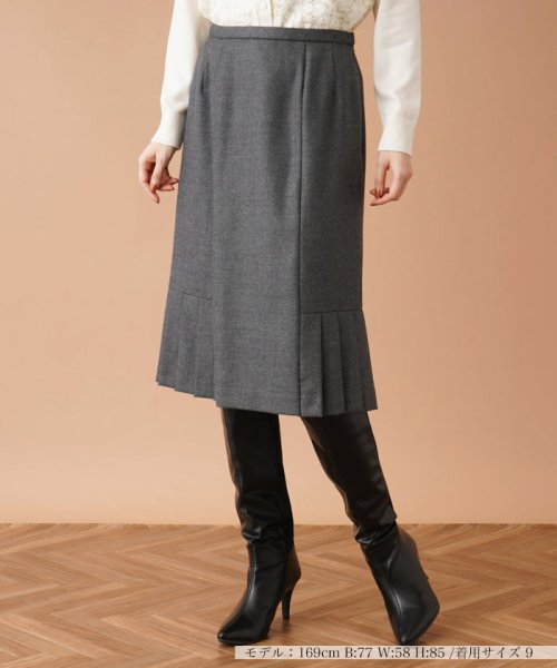 プリーツヘム切替スカ－ト 