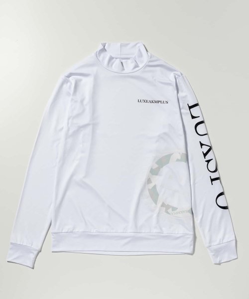 LUXEAKMPLUS(LUXEAKMPLUS)/LUXEAKMPLUS(リュクスエイケイエムプラス)ゴルフ サークルロゴモックネックTシャツ/ホワイト