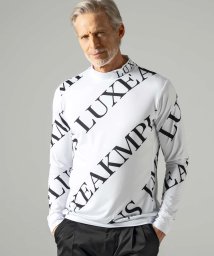 LUXEAKMPLUS(LUXEAKMPLUS)/LUXEAKMPLUS(リュクスエイケイエムプラス)ゴルフ 総柄モックネックTシャツ/ホワイト