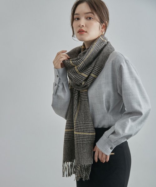 カシミヤブレンド パターンストール（千鳥格子/グレンチェック） 