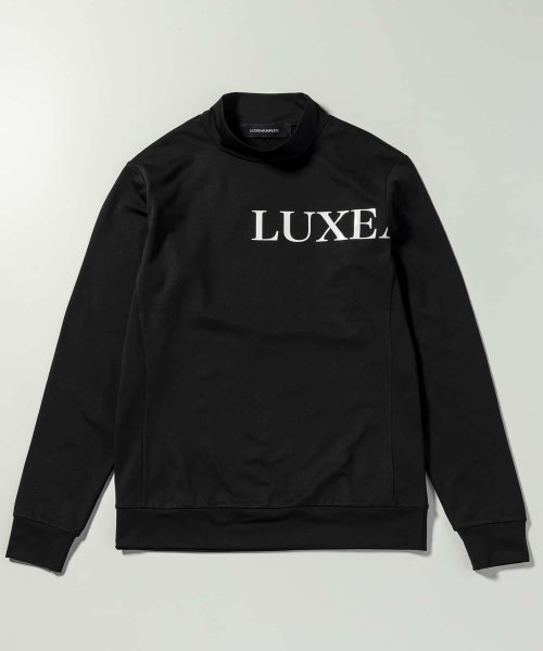 LUXEAKMPLUS(LUXEAKMPLUS)/LUXEAKMPLUS(リュクスエイケイエムプラス)ゴルフ 光沢ロゴモックネックTシャツ/ブラック