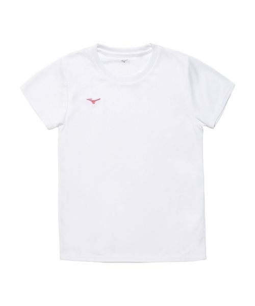 MIZUNO(ミズノ)/ナビドライTシャツ（半袖・丸首・ウィメンズ）/ホワイト×ライトピンク