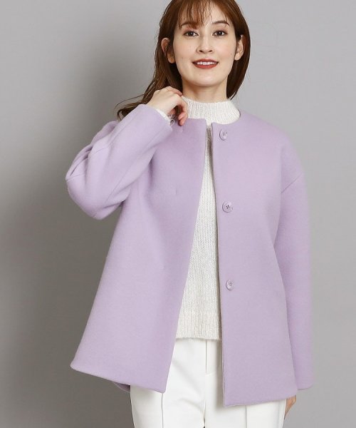 【日本製/オンオフ可】ゆったりきれいめノーカラーショートコート 