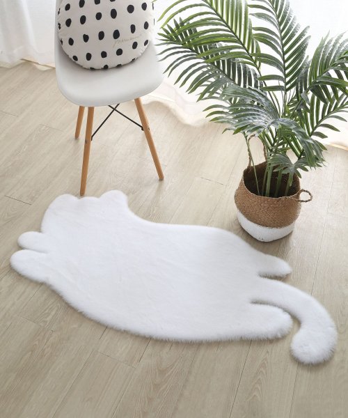 aimoha(aimoha（アイモハ）)/aimoha　home猫形のフワフワマット/ホワイト
