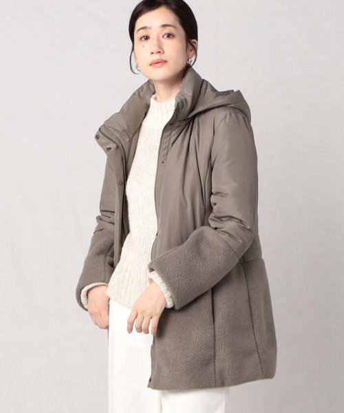 軽くてあったか もこもこボアが可愛い フェイクダウンコート 【Audrey and John Wad】コットンシルク厚中わたフーデッドコート EIM1317738114(10150円)