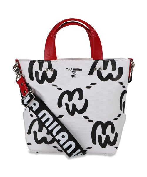 ミラ・ミラン mila milan バッグ トートバッグ ショルダーバッグ ミニ メンズ レディース ファスナー付き モノグラム ミミ ブラック ホワイト ネイ ミラ ミラン milan ミミ