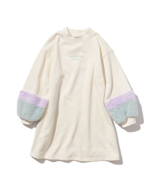 SHOO・LA・RUE(Kids) (シューラルーキッズ)/【110－140cm】袖配色エコファー使いワンピース/アイボリー（004）