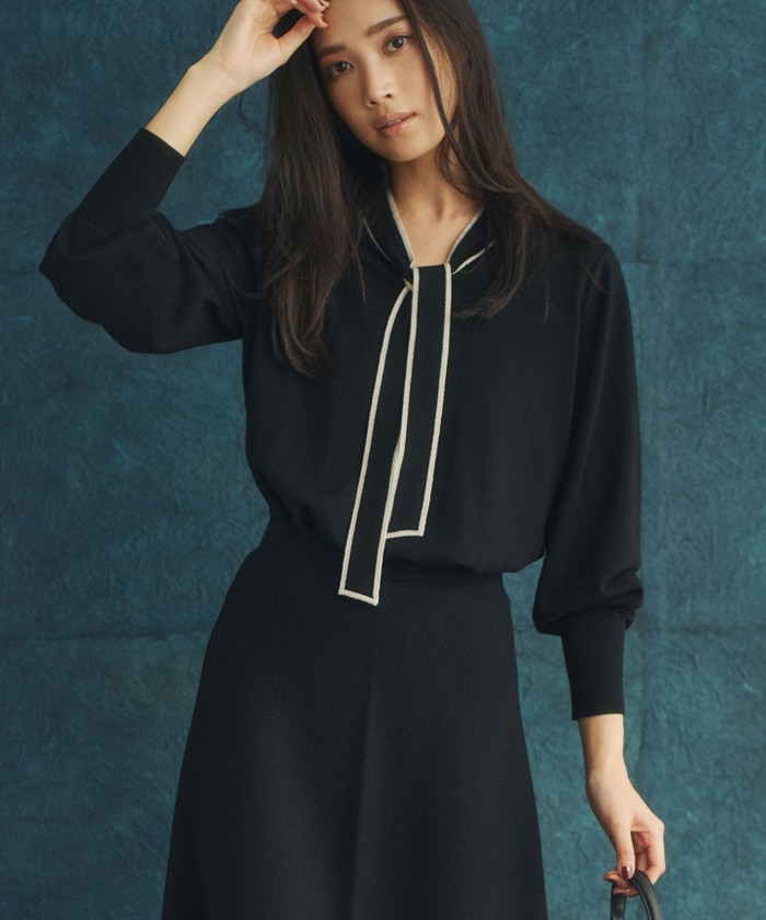 洗える】ウーステッドウール ボウタイ ニット(505673898)｜阪急百貨店