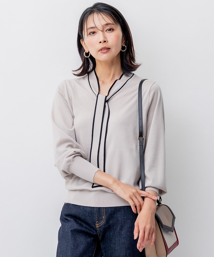 洗える】ウーステッドウール ボウタイ ニット(505673898)｜阪急百貨店