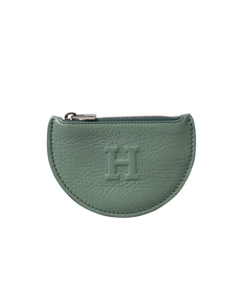HIROFU(HIROFU)/【ソープラ】半月型ミニ財布 レザー コンパクト コインケース カードケース 本革/フォググリーン（423）