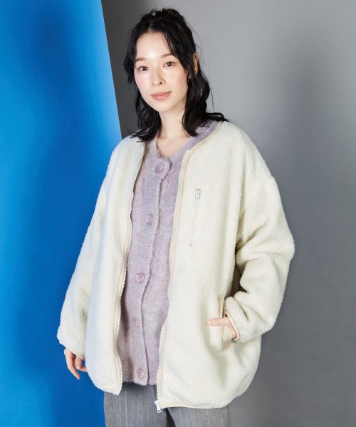 offprice.ec(offprice ec)/【NOFALL/ノーフォール】【Fun Fashion Future】ジップアップパイピングボアジャケット /IVORY