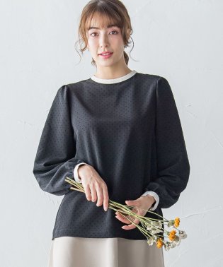 ketty/フロッキードットノーカラーブラウス ≪手洗い可能≫/505674872