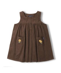 moujonjon(ムージョンジョン)/【子供服】 moujonjon (ムージョンジョン) お花刺繍シャツコールジャンパースカート 90cm～140cm M60305/ブラウン