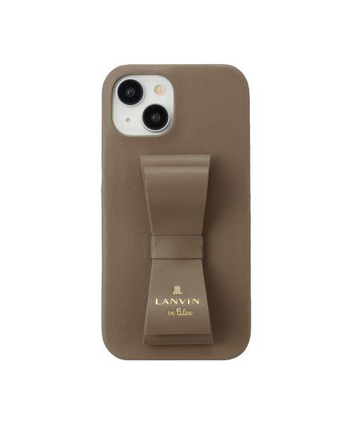 LANVIN en Bleu(Smartphone case)(ランバンオンブルー（スマホケース）)/Slim Wrap Case Stand & Ring Ribbon for iPhone 15 [ Greige ]/グレージュ