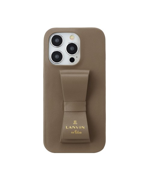 LANVIN en Bleu(Smartphone case)(ランバンオンブルー（スマホケース）)/Slim Wrap Case Stand & Ring Ribbon for iPhone 15 Pro [ Greige ]/グレージュ