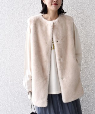 SHIPS WOMEN/Primary NavyLabel:フェイク ファー ジレ/505676259