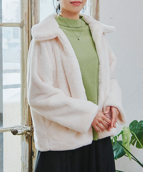 フェイクファー 襟付きZIPブルゾン AW コート エコファー ショート  