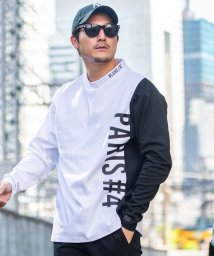 SB Select(エスビーセレクト)/LUXE/R 切り替え長袖モックネック 長袖Tシャツ/ホワイト