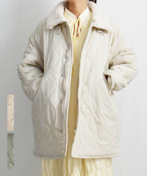 ARGO TOKYO(アルゴトウキョウ)/Boa Quilted Half Jacket 21107 ボアキルテイングハーフジャケット　ハーフジャケット　中綿ジャケット　ハーフコート　ボアコート　ボアジ/アイボリー