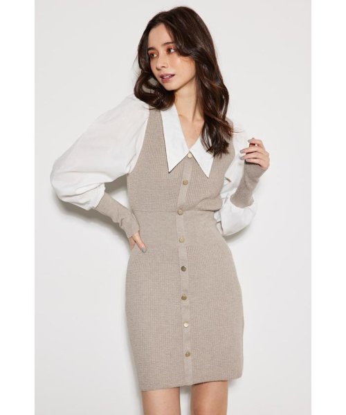 rienda リエンダ Tweed ラップ マキシコンビ OP ブラック 黒S  