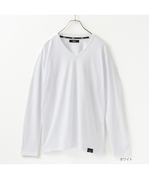 MAC HOUSE(men)(マックハウス（メンズ）)/MOSSIMO モッシモ タックボーダー長袖Tシャツ 3473－7812/ホワイト