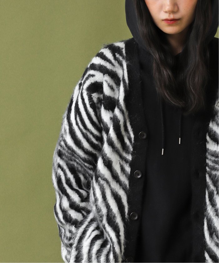 mohair mix jacquard cardigan/モヘヤミックスジャガードカーディガン