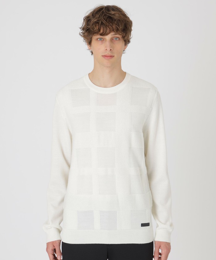 シャドーチェッククルーネックニット(505543576)|HANKYU MEN'S / 阪急
