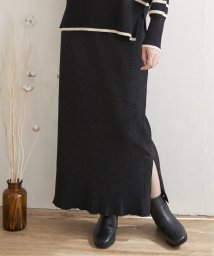 ikka(イッカ)/ベロアプリーツスカート/ブラック