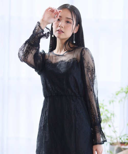 シアーレースAラインワンピース 