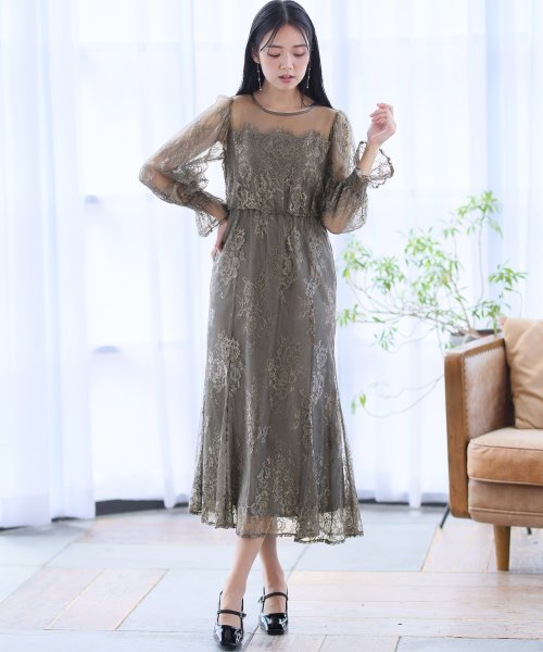 シアーレースAラインワンピース 