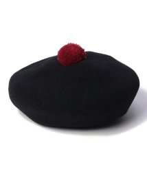 petit main(プティマイン)/ポンポン付きベレー帽/ブラック