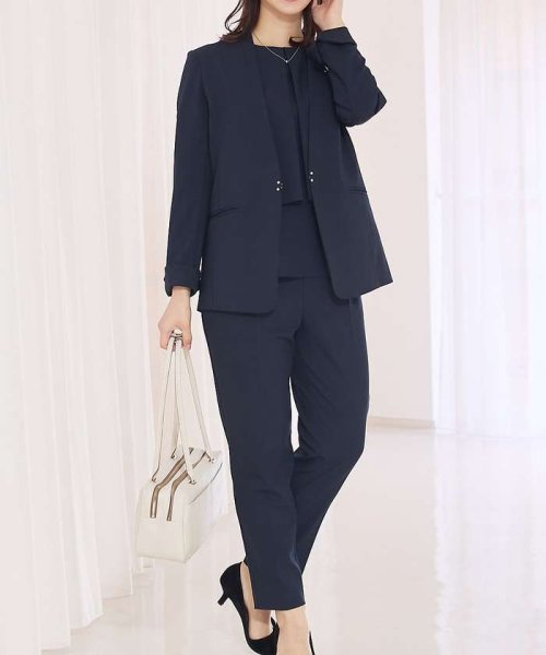 【エニデイカセット】ＮＥＷ！ノーカラージャケット＆バックフレアパンツセットアップ エニデイカセット 税込