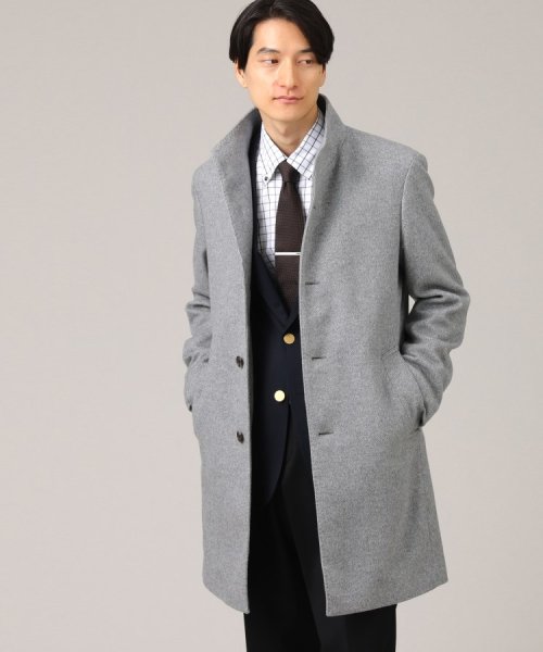 ◆【ウールカシミヤブレンド】 ビーバー スタンドカラー コート 