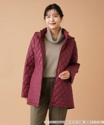 Leilian PLUS HOUSE(レリアンプラスハウス)/フーデッドキルティングジャケット/レッド系