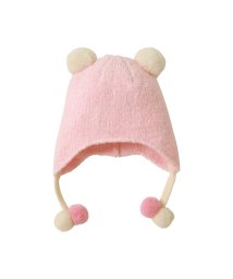 mki HOUSE(ミキハウス)/ボンボン付きフード(帽子)/ホワイト×ピンク