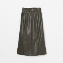 HELIOPOLE(エリオポール)/FAKE LEATHER PANEL SKIRT/グレー