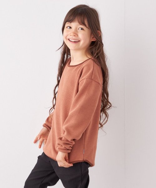 SHIPS any WOMEN(シップス　エニィ　ウィメン)/SHIPS any: ランドヘム ワッフル ロングスリーブ Tシャツ<KIDS>/ブラウン